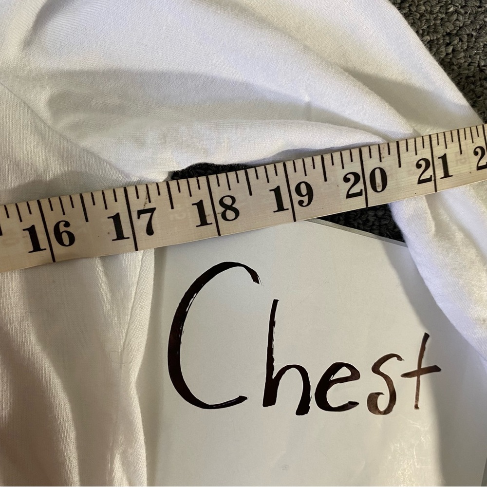 Marushka Tee White Dog V Neck Long Sleeve Hand Printed Artsy Coastal Women's S - Picture 7 of 11